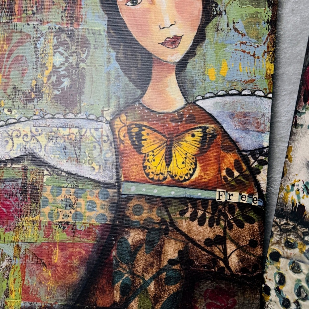 Kelly Rae Roberts Demdaco Mixed Media Faith Free Wall Art Set 2 Butterfly Angel - Picture 12 of 13